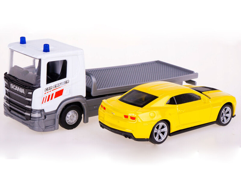 Welly odtahovka Scania P320 + Chevrolet Camaro 1:43